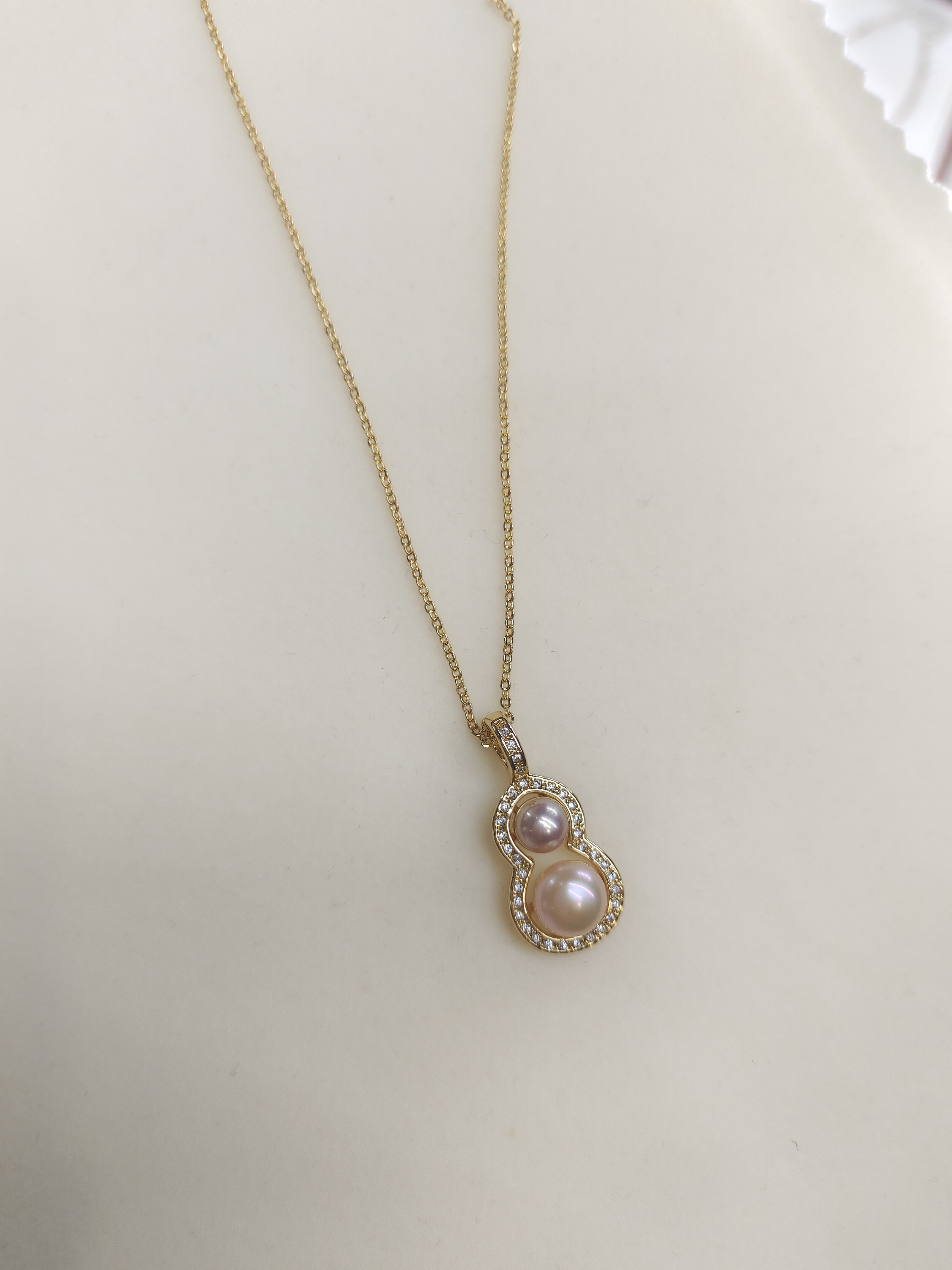 葫芦吊坠项链925银金色银色镶钻七夕送礼首选