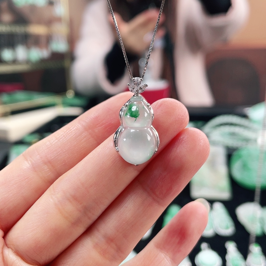 石英质玉银S925镶嵌吊坠(不含链)