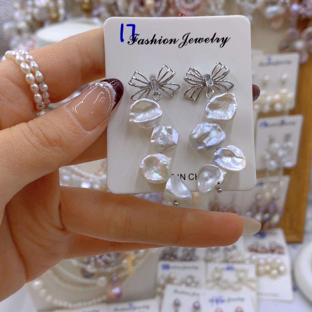 淡水珍珠耳饰合金