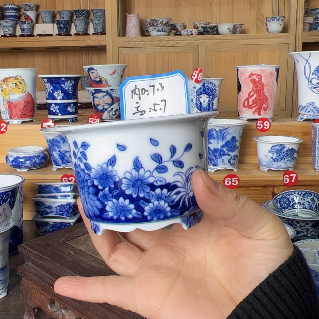 墨奈手绘陶瓷花盆