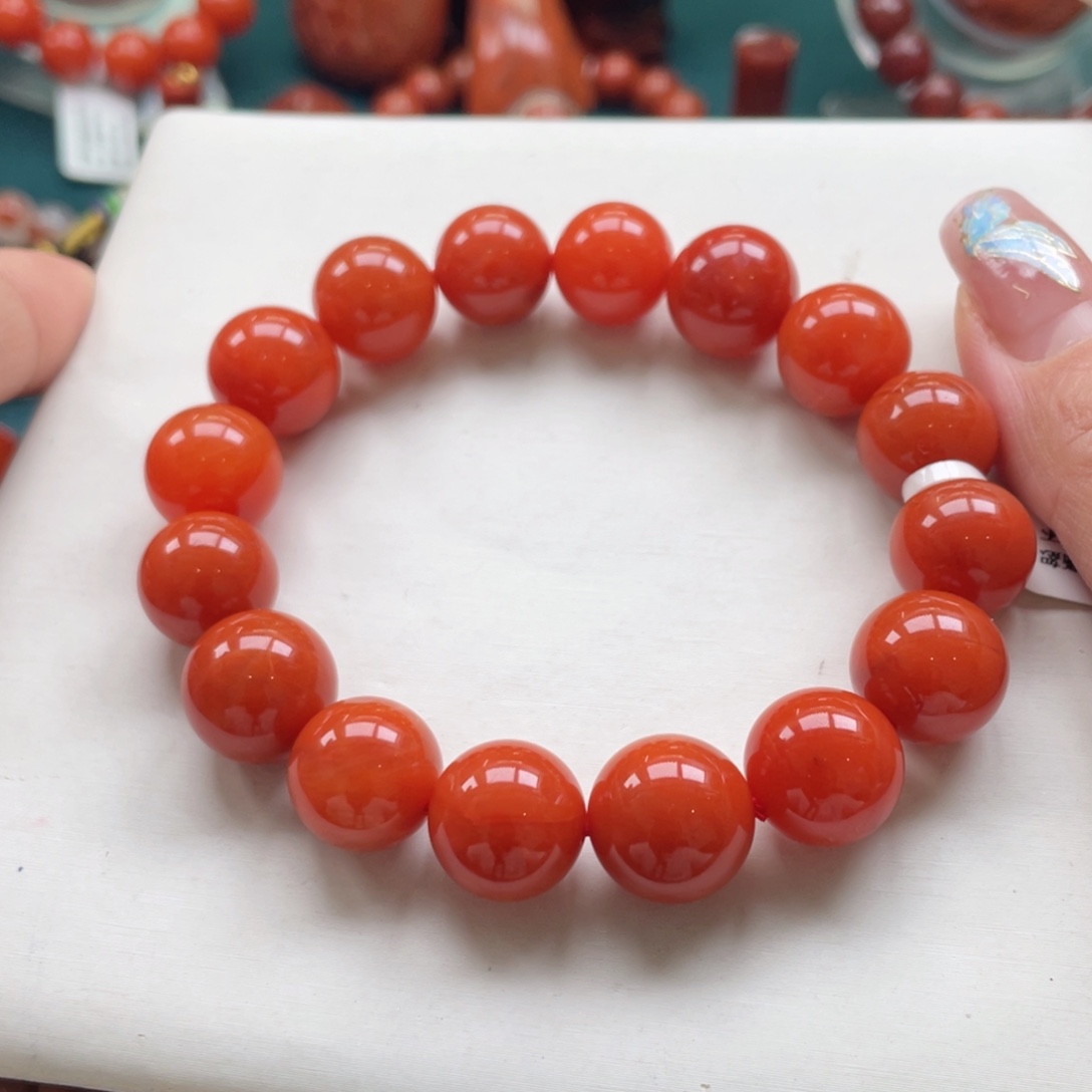 南红玛瑙未镶嵌川料南红满肉单圈13+mm