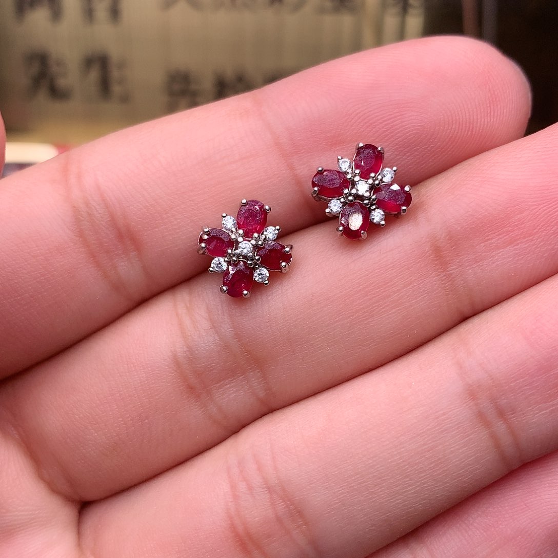 红宝石戒指银S925镶嵌