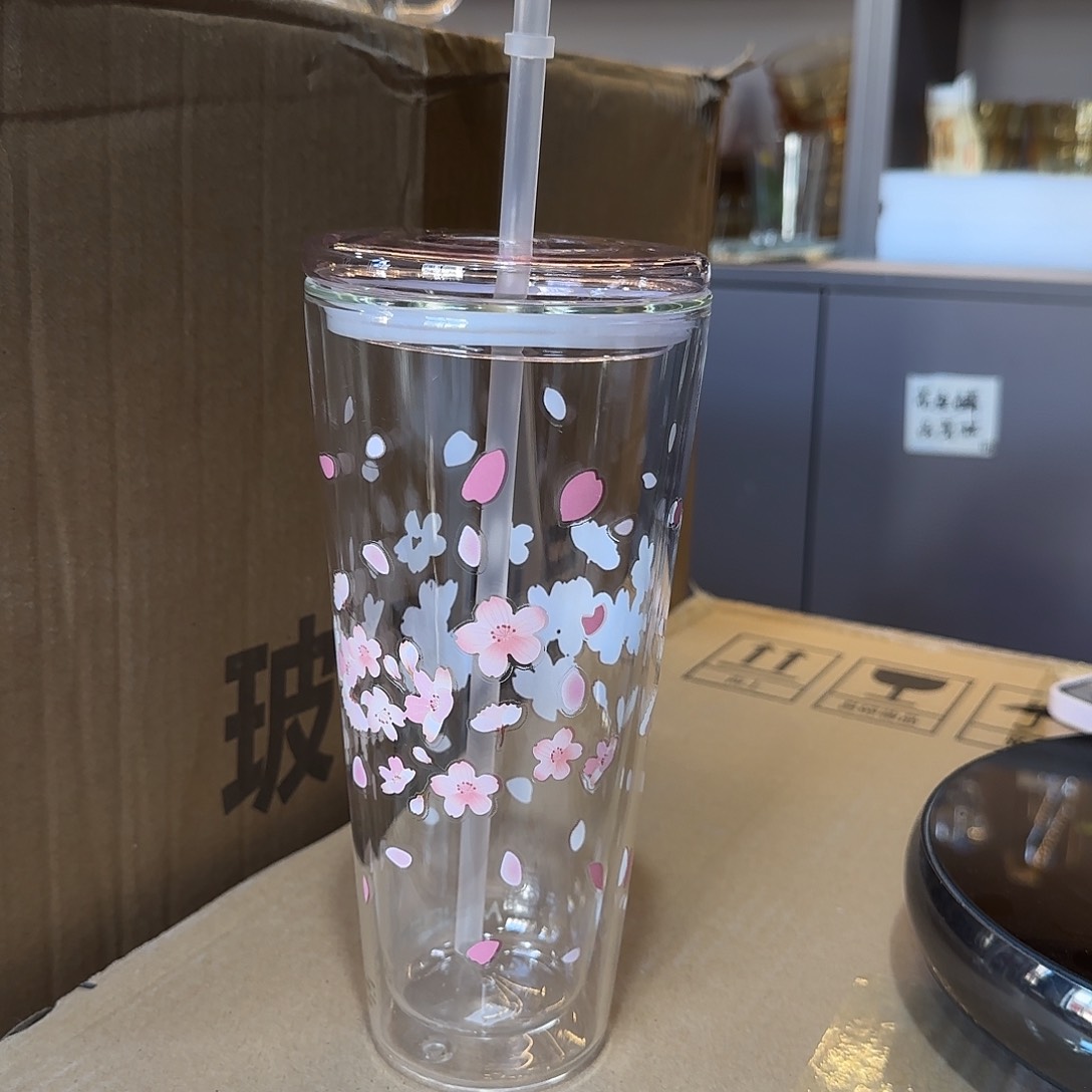 900号高硼硅双层吸管杯