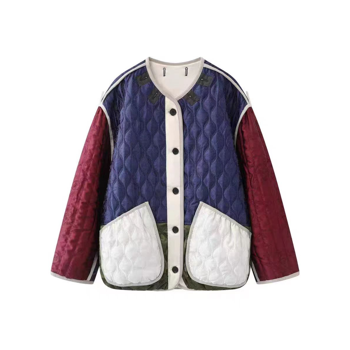 【棒球服】2025时尚百搭宽松撞色拼接保暖棉服外套女DM106