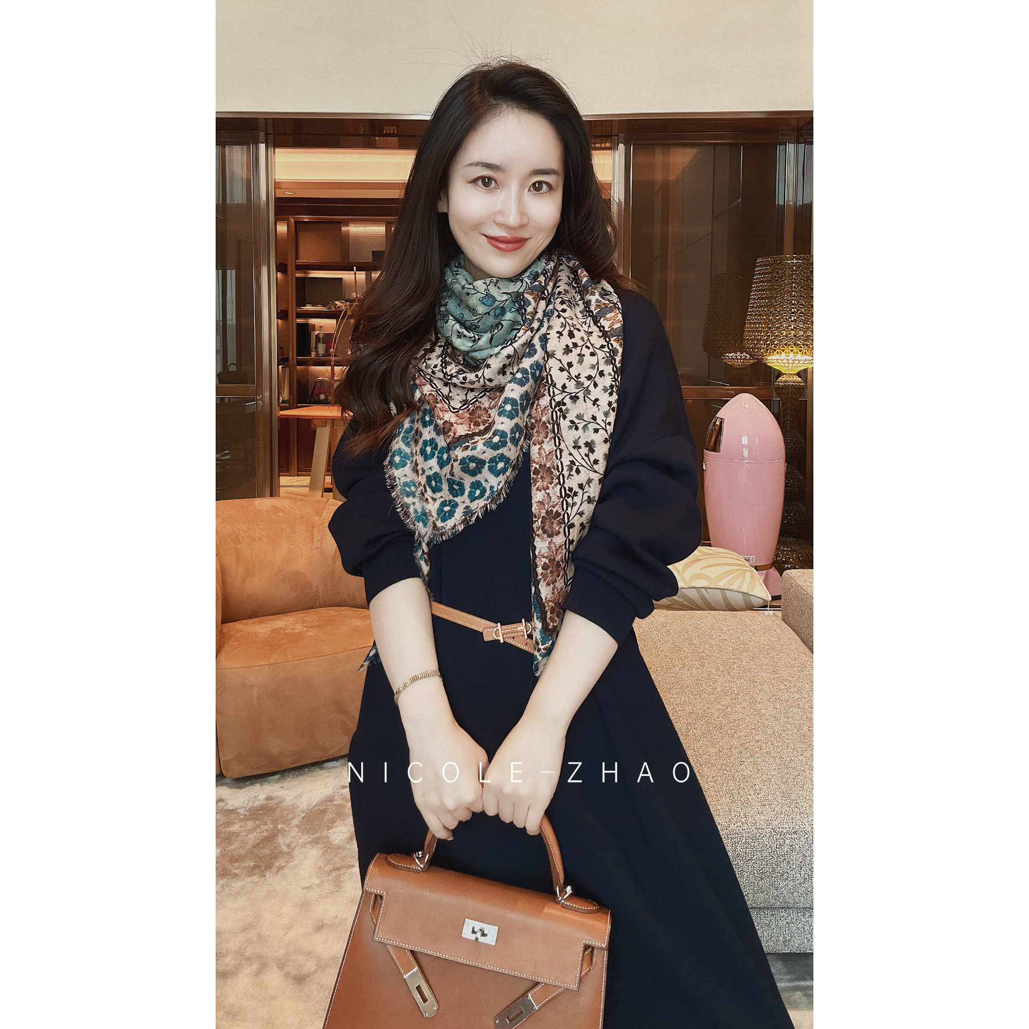 FJ5017【贵姐NICOLE】2025秋冬款时尚百搭针织长裙连衣裙女长袖