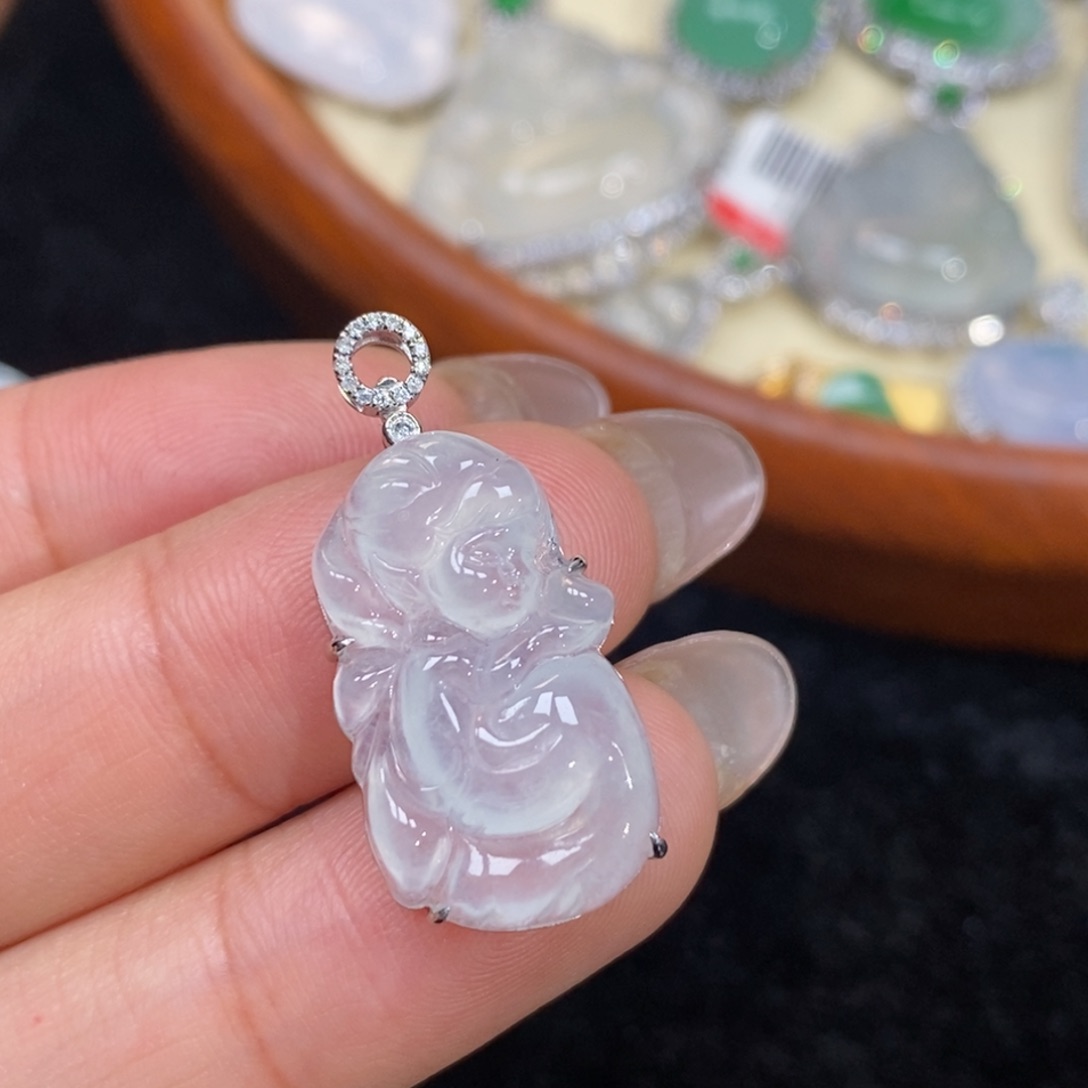 翡翠吊坠(赠链)18K金镶嵌