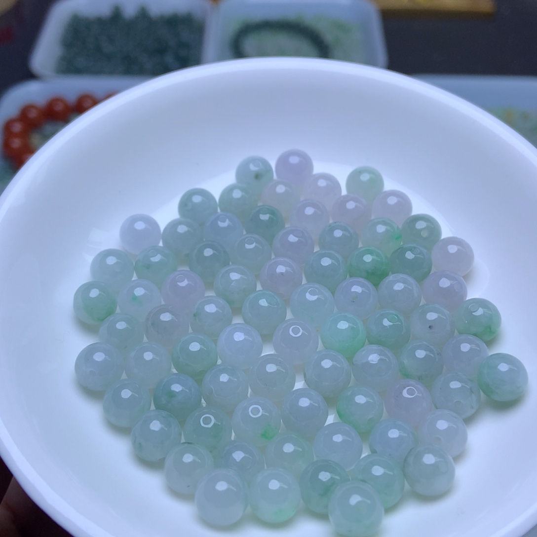 未镶嵌手链翡翠卡7.4冰飘绿10个