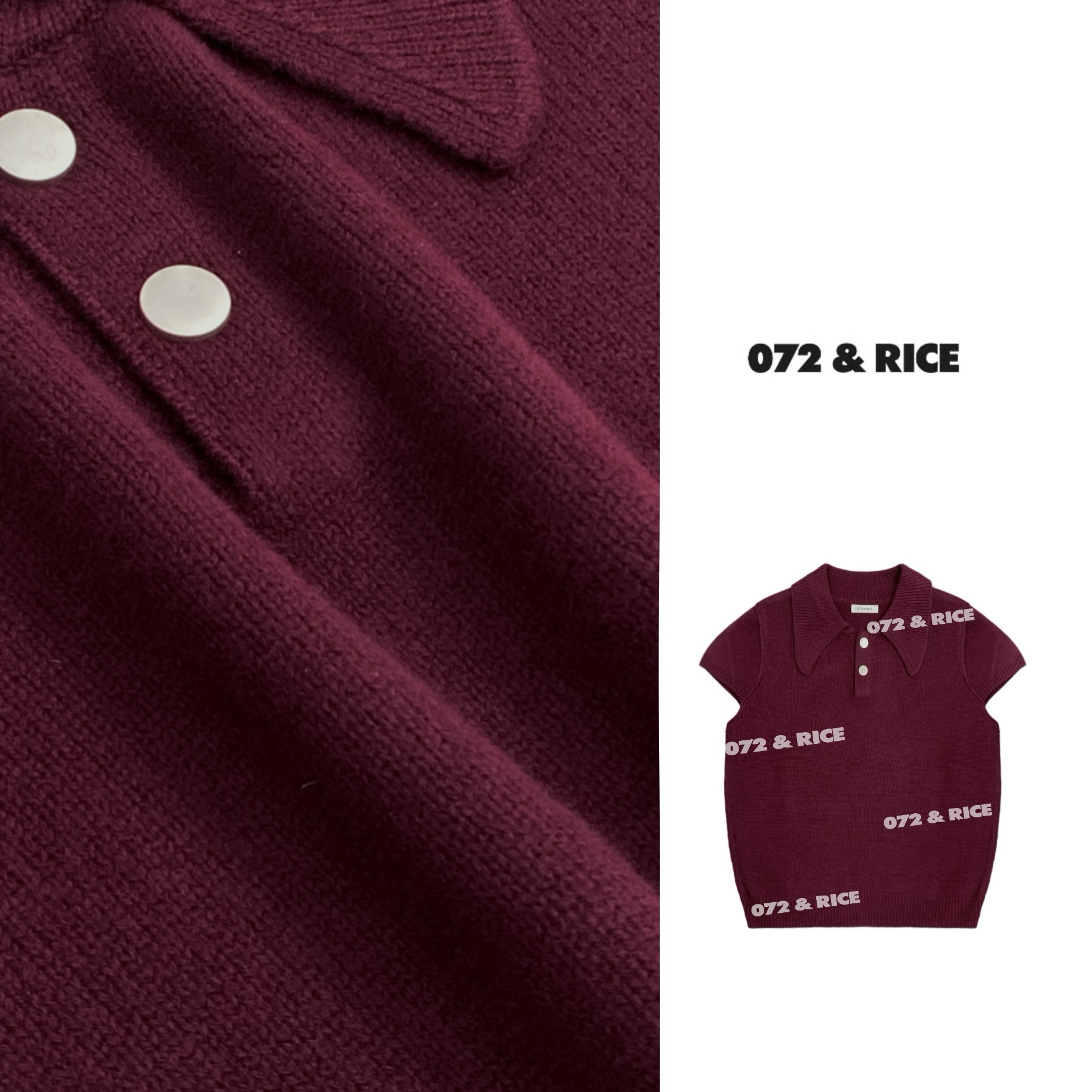 072 & RICE【朱迪红】100羊毛 春季休闲翻领短袖针织衫 CCA91208