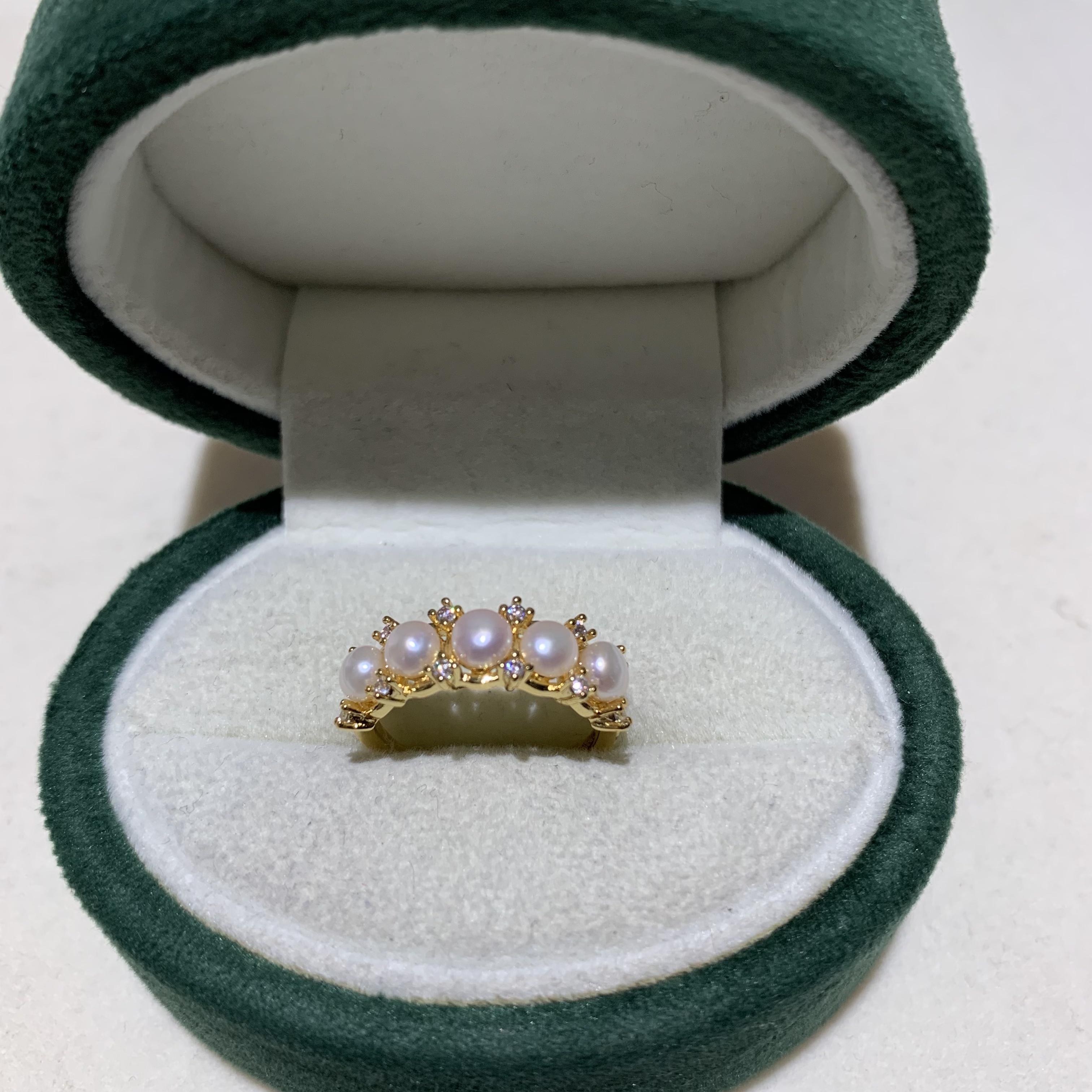 【019】淡水馒头型多珠排戒3-4mm合金