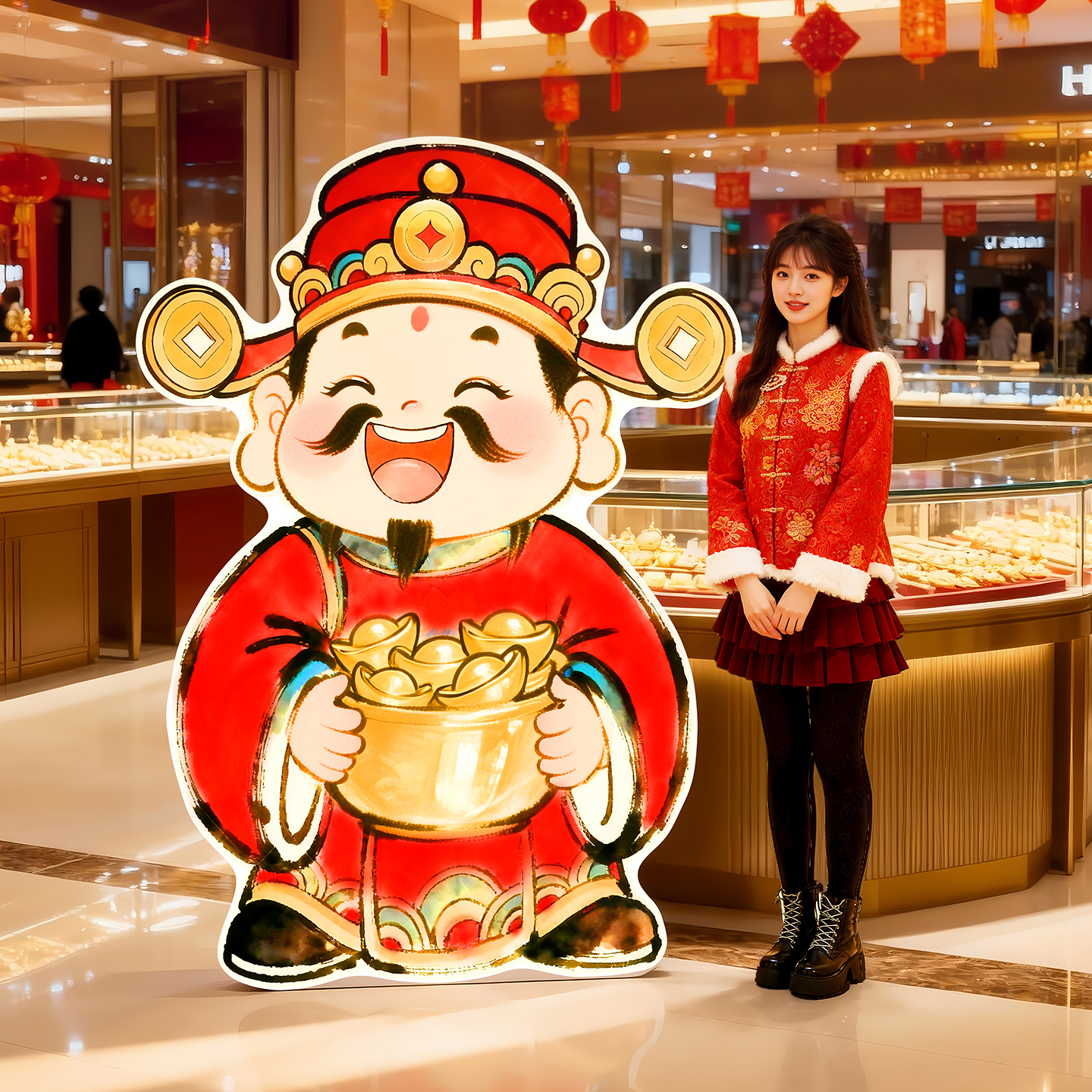 2026新年财神kt板定制商场店铺活动迎宾装饰氛围气球店庆场景布置