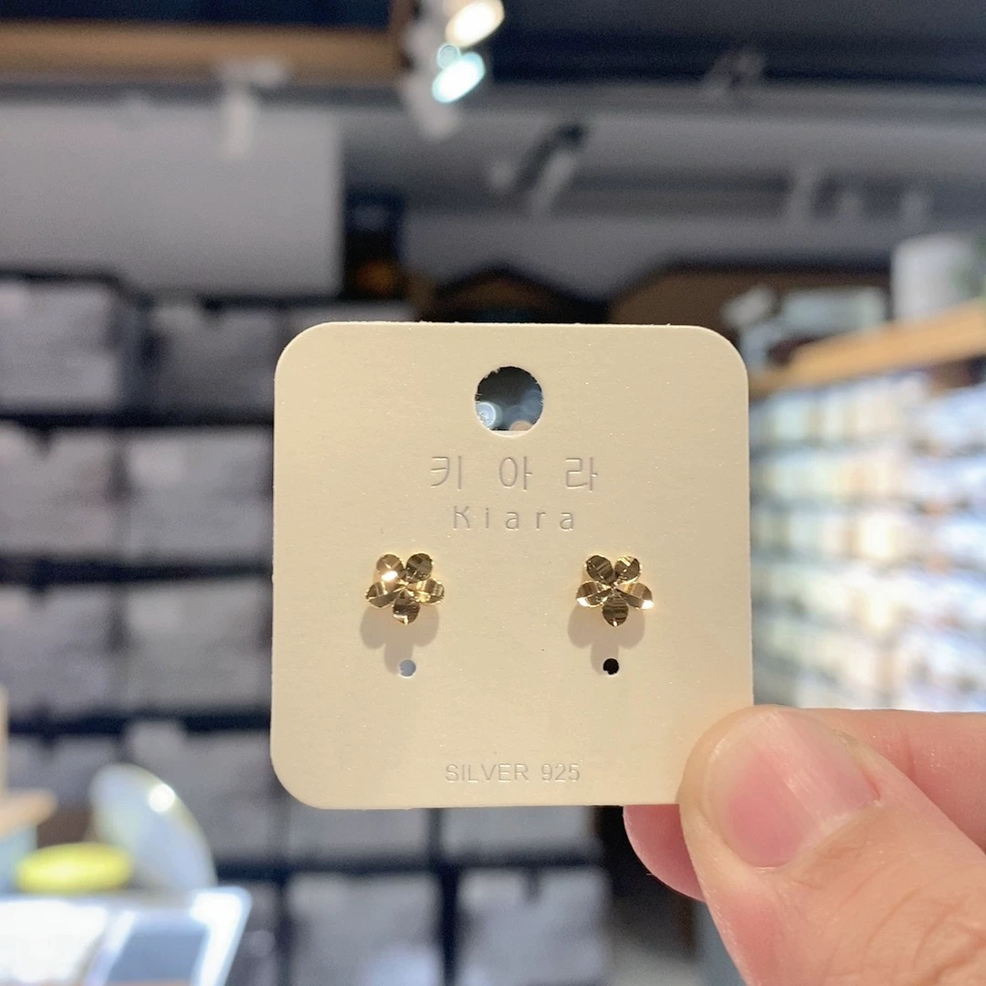 925银耳饰 0116 琪娅拉品牌新款s925纯银镀18k金螺丝帽耳钉养耳