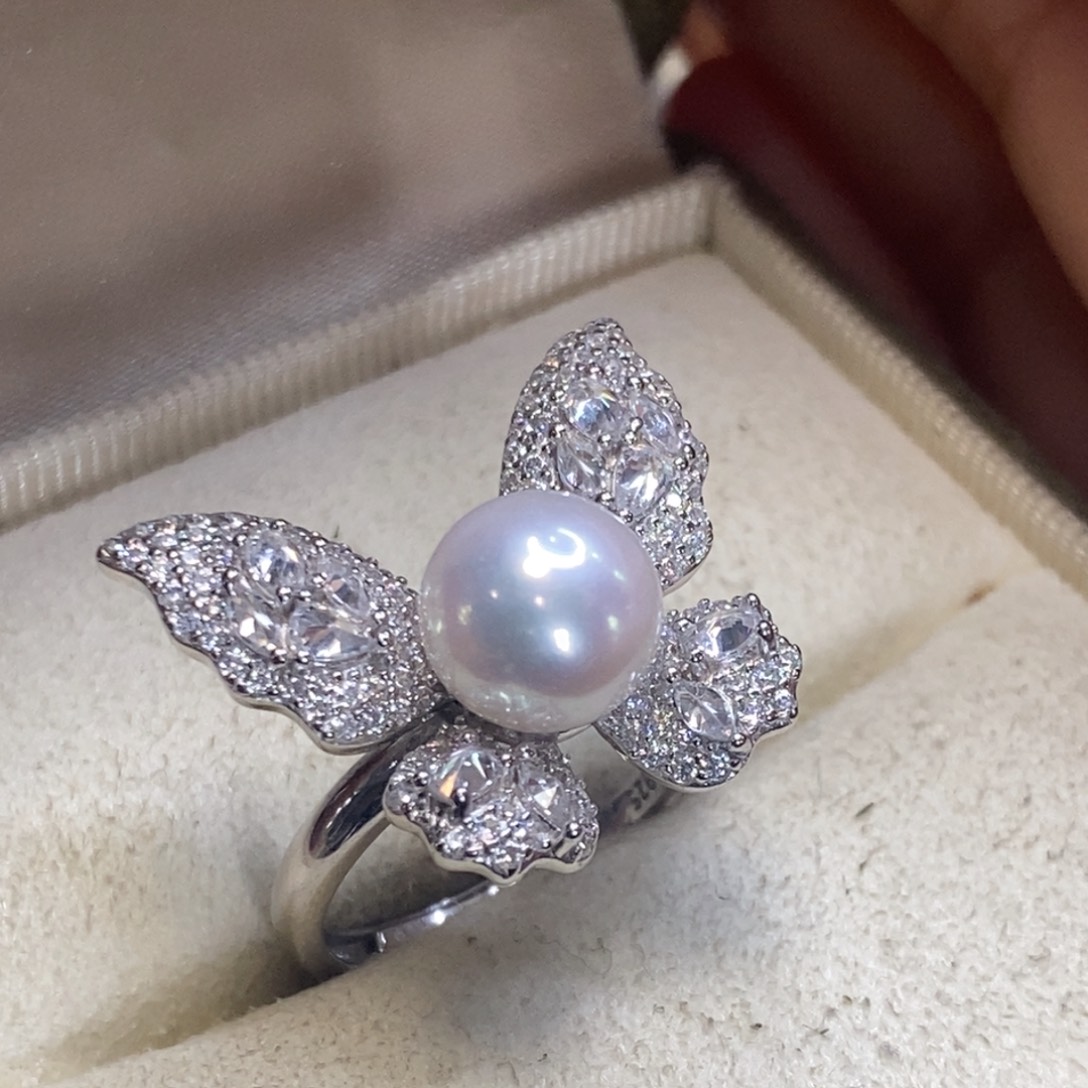 淡水珍珠戒指银S925镶嵌