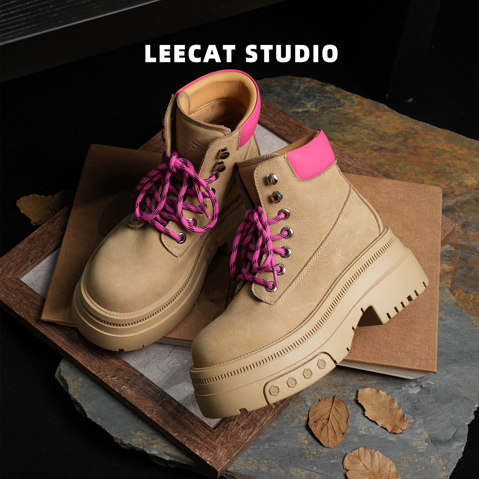 LeeCat Studio新款厚底休闲百搭英伦风潮流时尚马丁短筒靴