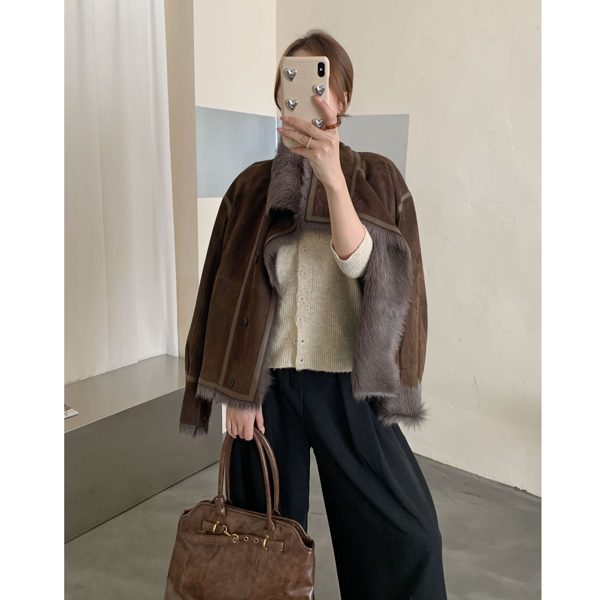 JIAY 老钱高端绒面山羊皮毛一体短款通勤冬季海宁皮草外套女正品