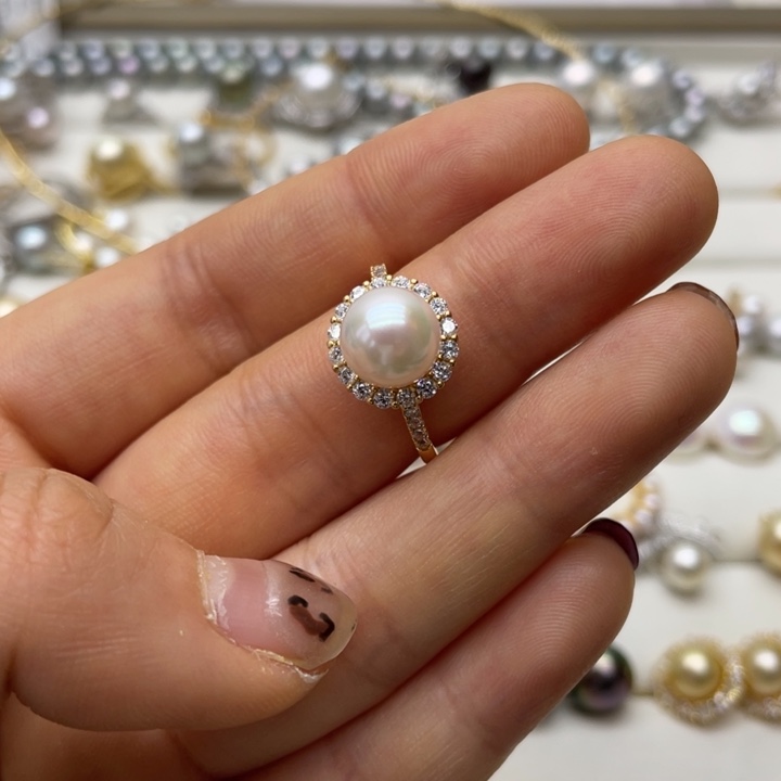 海水珍珠戒指银S925镶嵌