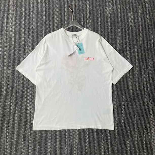 99新 DIOR/迪奥 刺绣玫瑰花短袖/尺码M