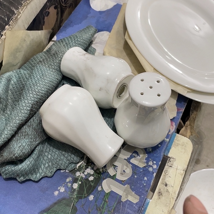 瓷片六厂汉玉高骨瓷胡盐罐3个