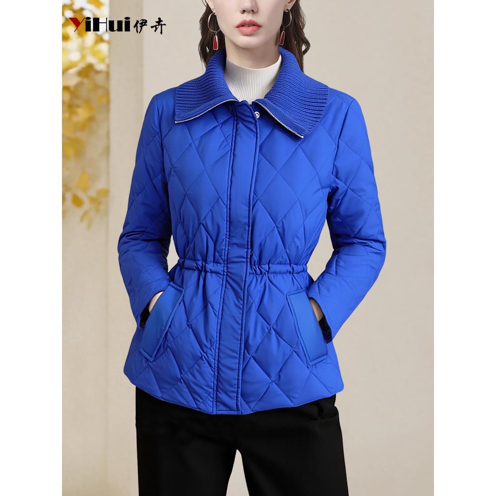 YIHUI伊卉毛衣领拼接白鸭绒羽绒服外套女秋冬装抽绳收腰WI257292