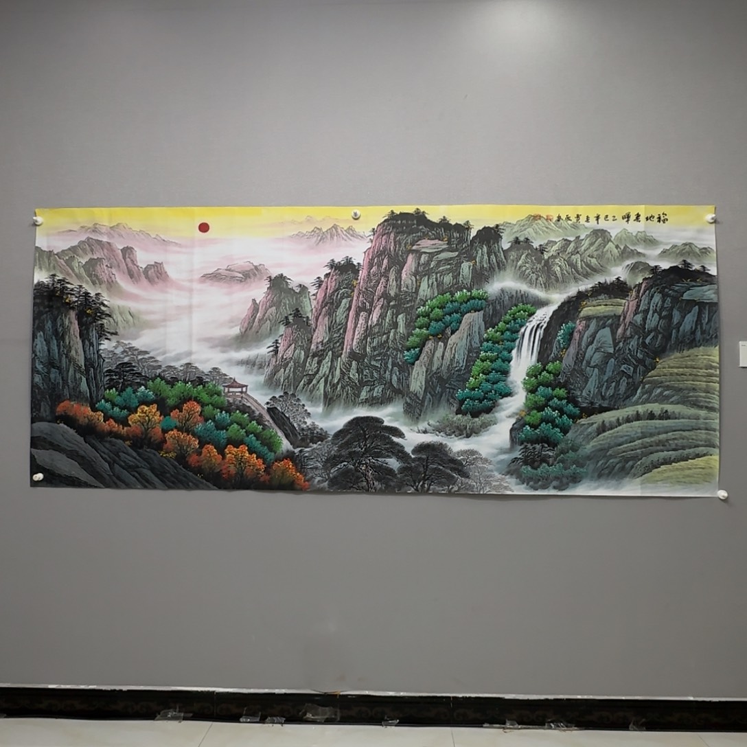 国画横幅八尺精品山水贾敏