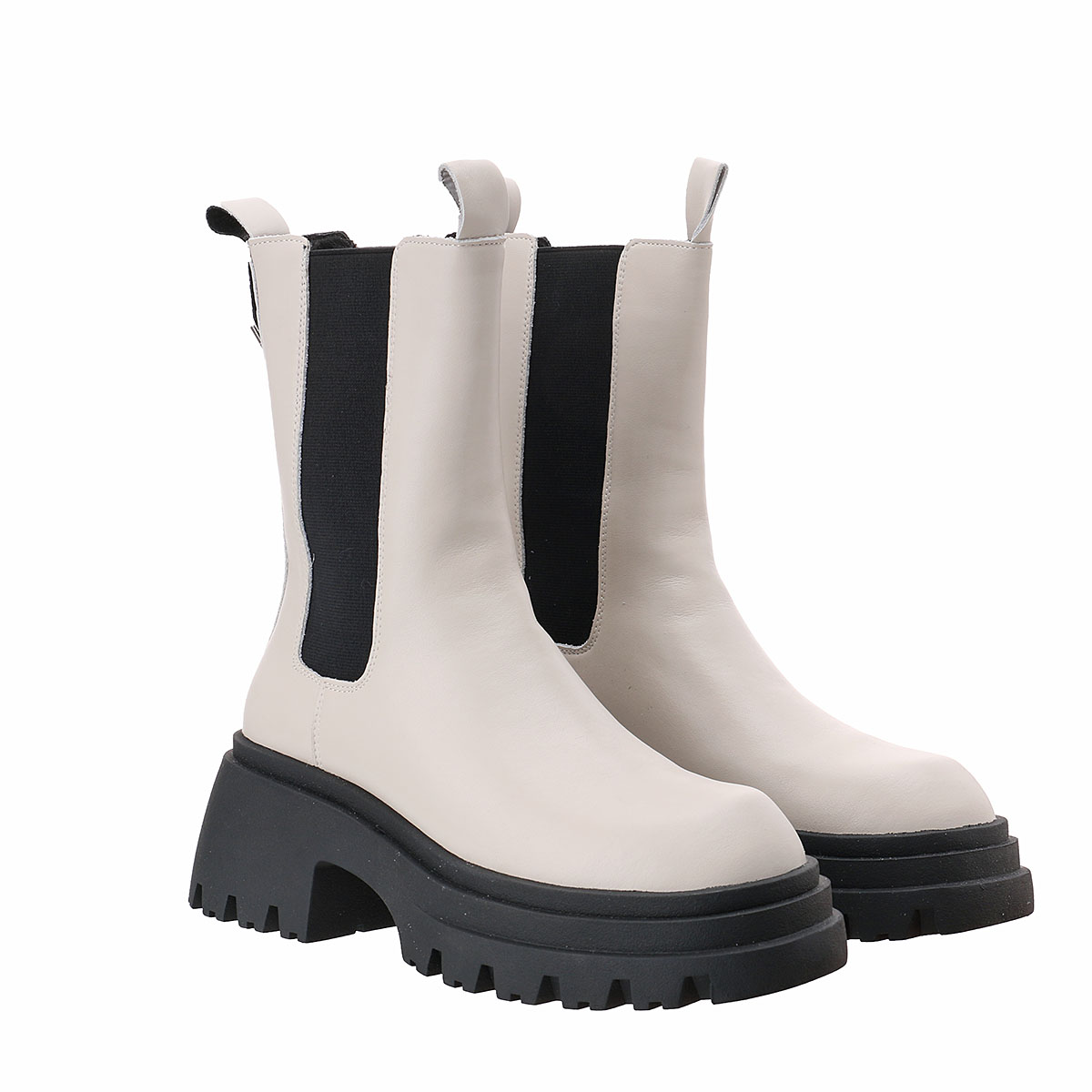 【红蜻蜓】女款白色切尔西真皮加绒棉鞋WCC433412C