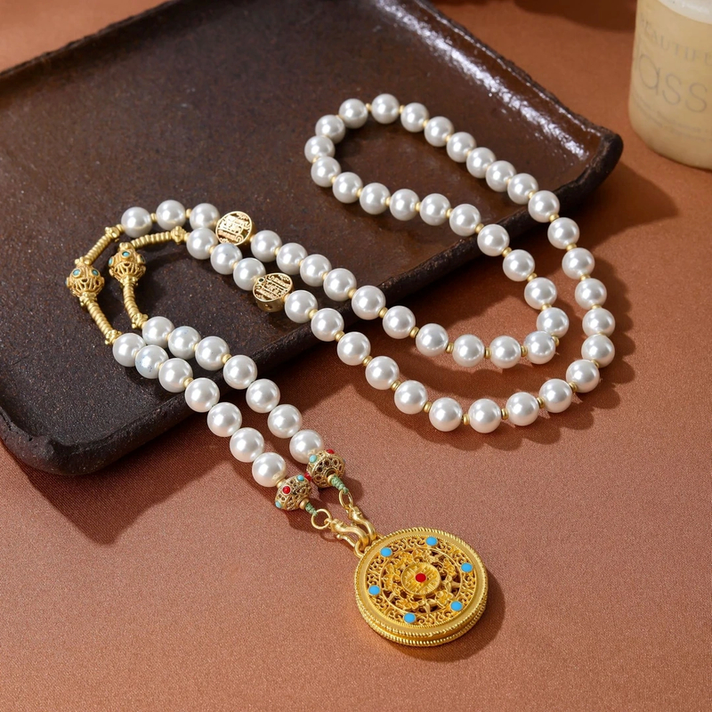 五福吊坠-珍珠链气质时尚百