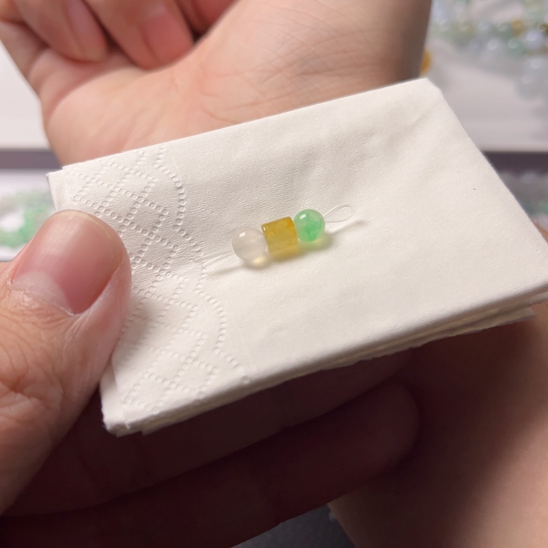 翡翠散珠天然缅甸A货珠子3颗