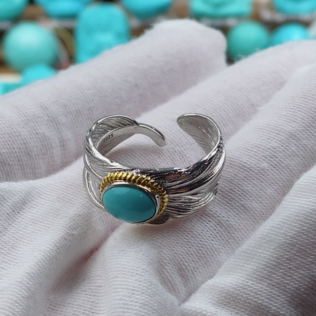 绿松石配饰银S925镀金镶嵌