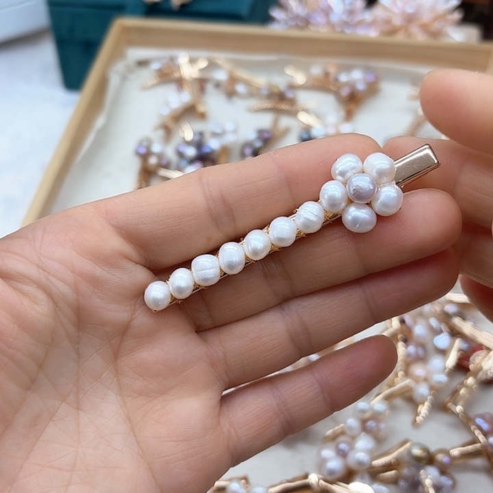 淡水珍珠发饰银S925镶嵌