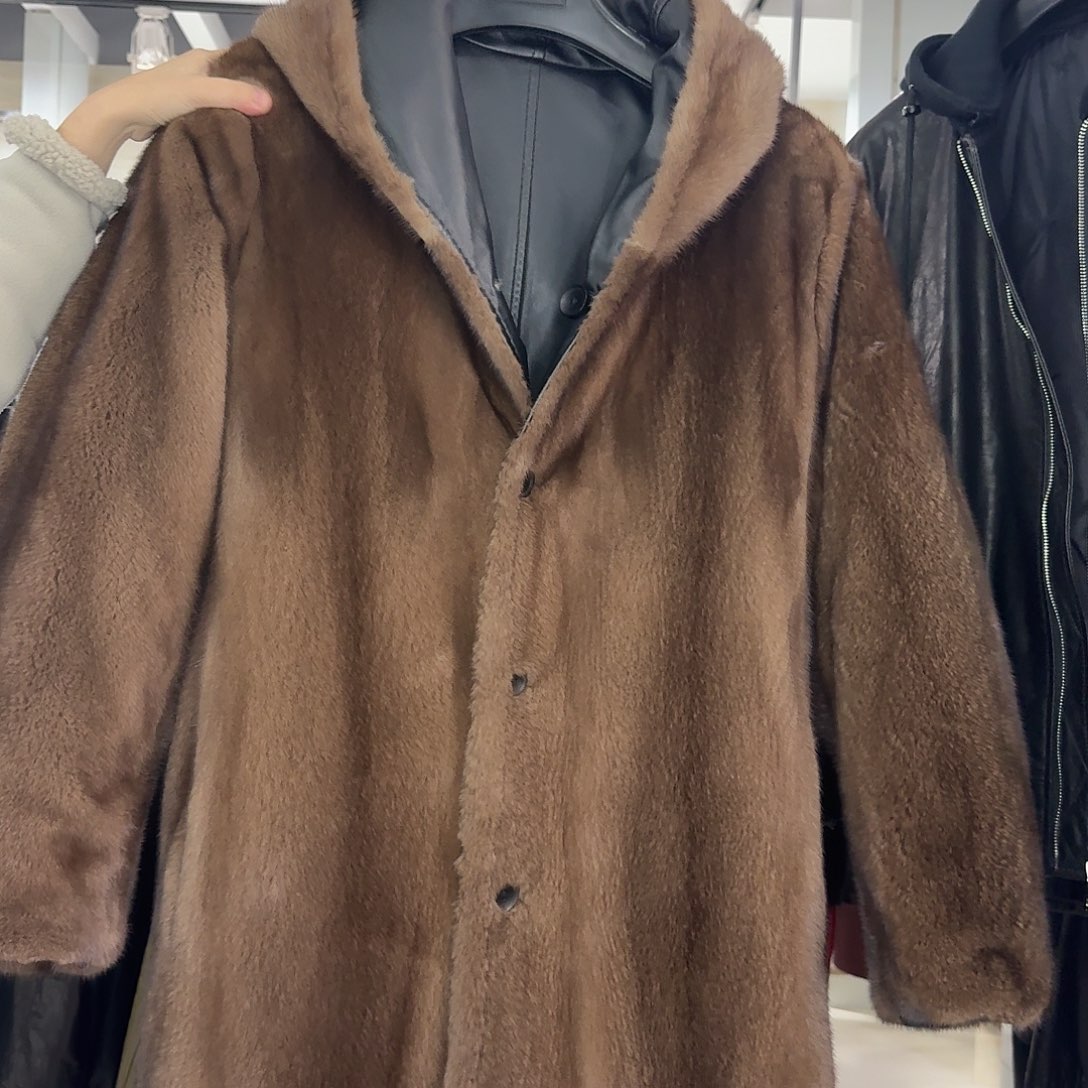 用***6皮貂双面穿咖啡色孤品长款50 