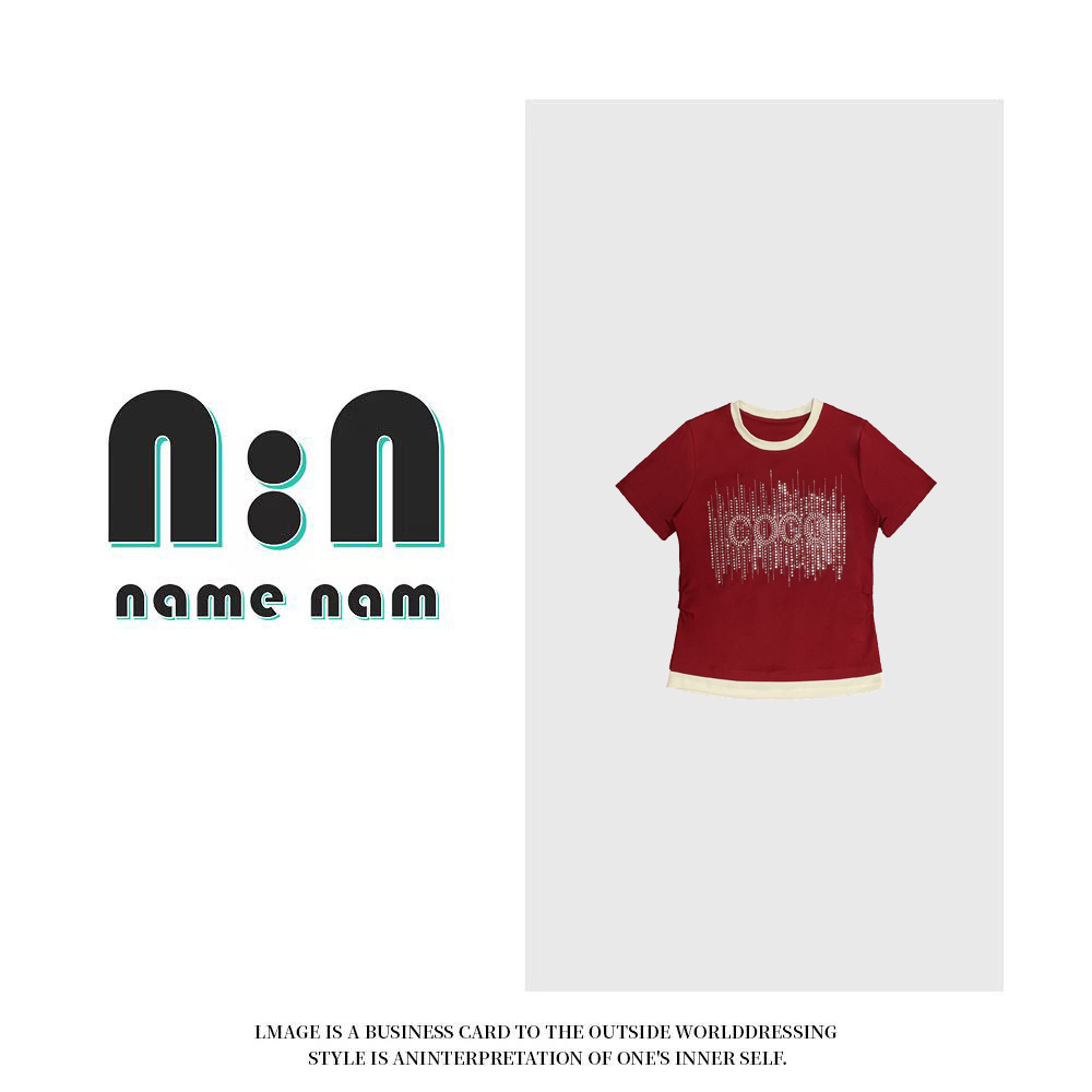 【环球时尚】2025夏季新款收腰红色烫钻短袖LXT9589