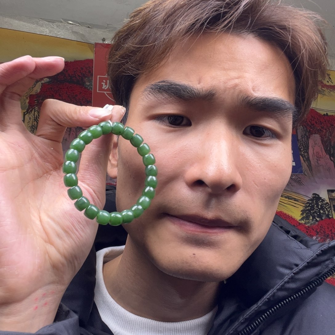 和田玉手链未镶嵌碧玉直切卡9多样性拍一发一