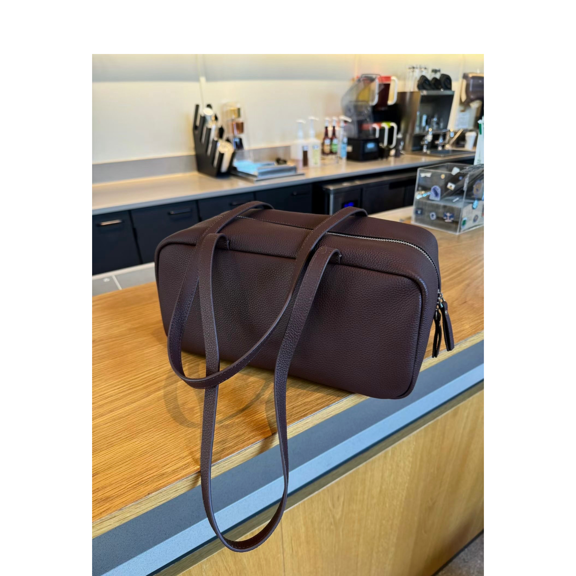 【波士顿 吐司包】 头层牛皮 复古质感 简约通勤保龄球包 B012