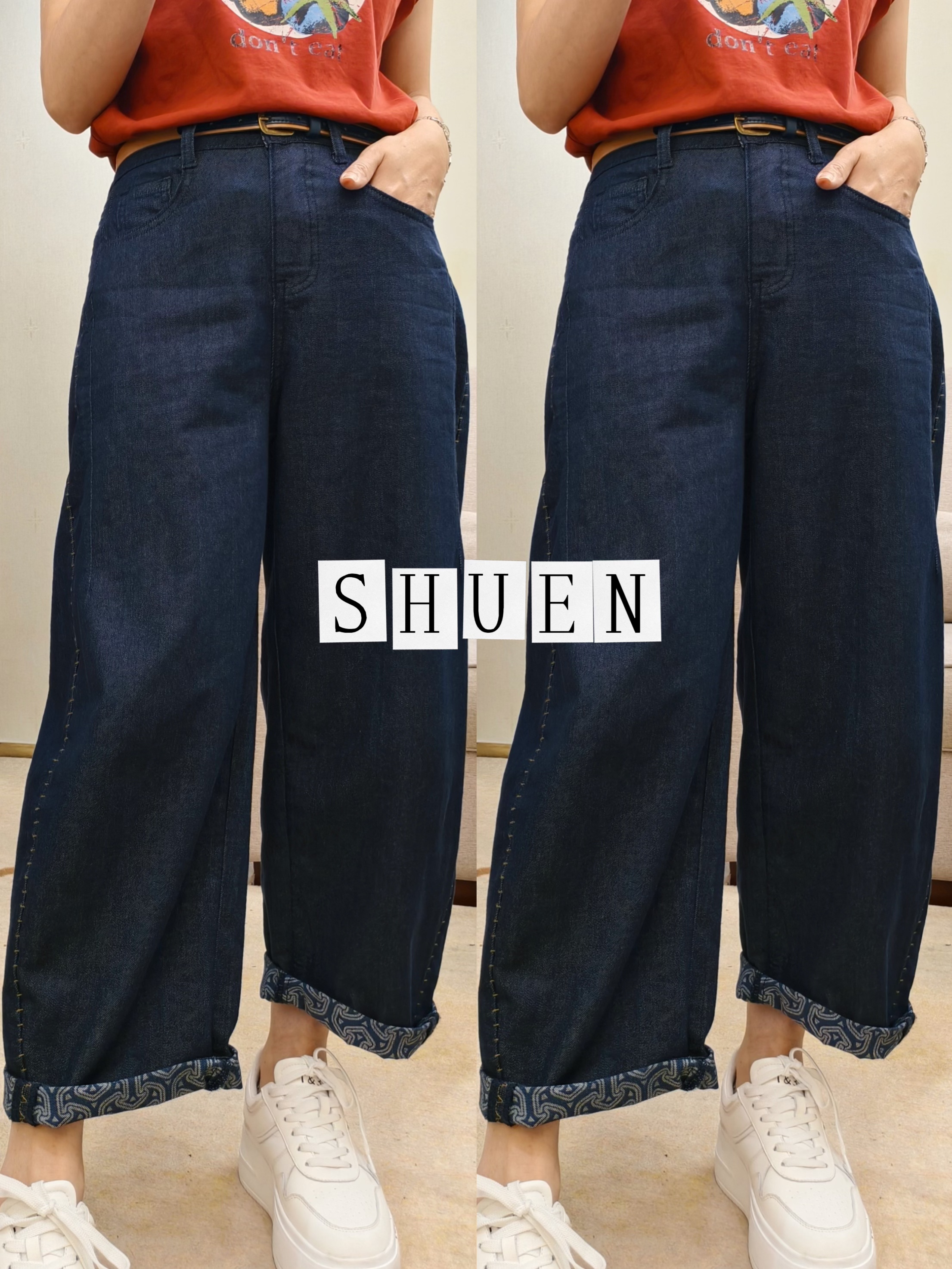 【述恩推荐】2025春款新款时尚直筒深色牛仔裤休闲百搭韩版