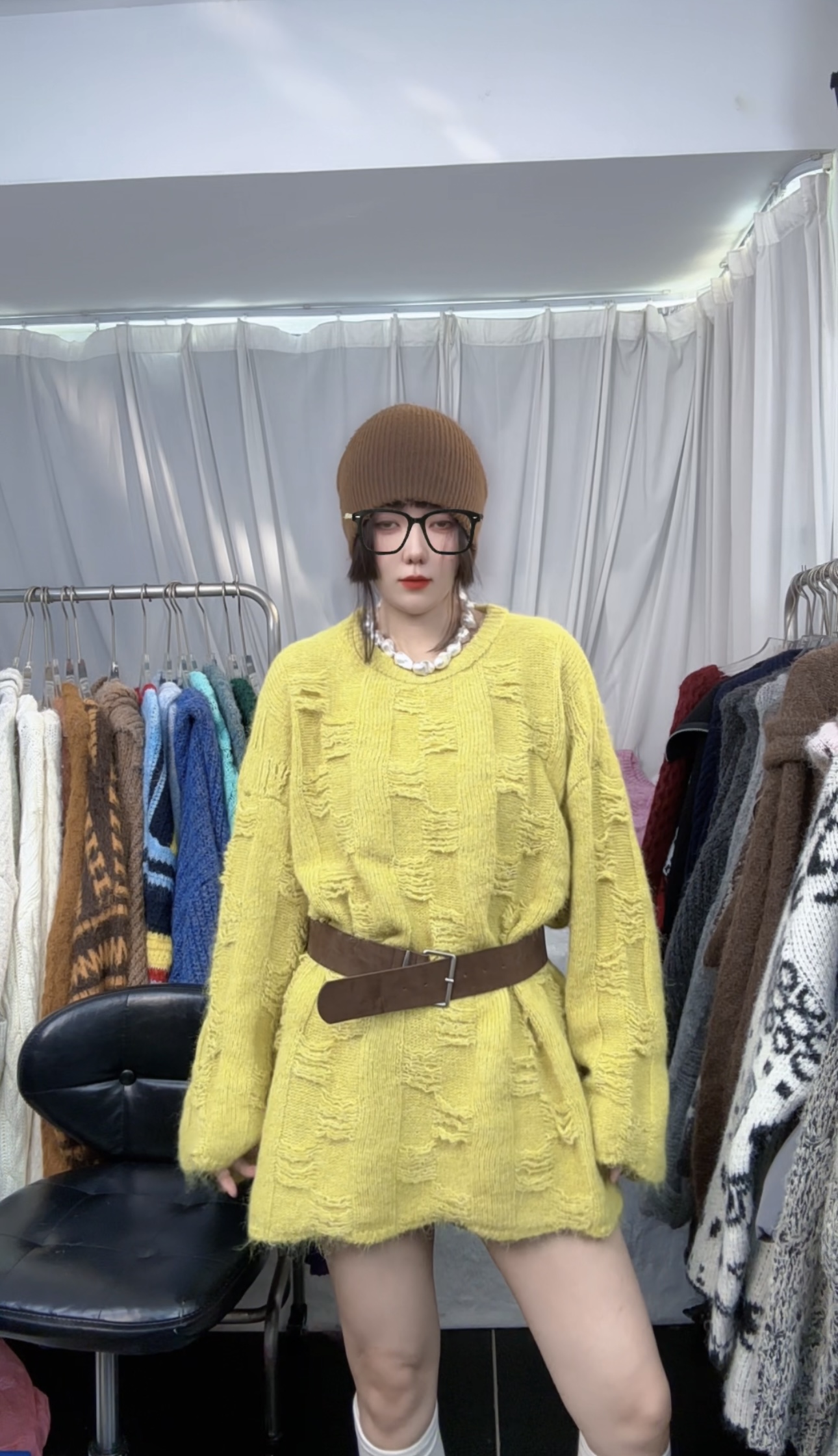 【欢哥严选】2025年秋冬新品圆领抓破套头慵懒风针织韩版毛衣