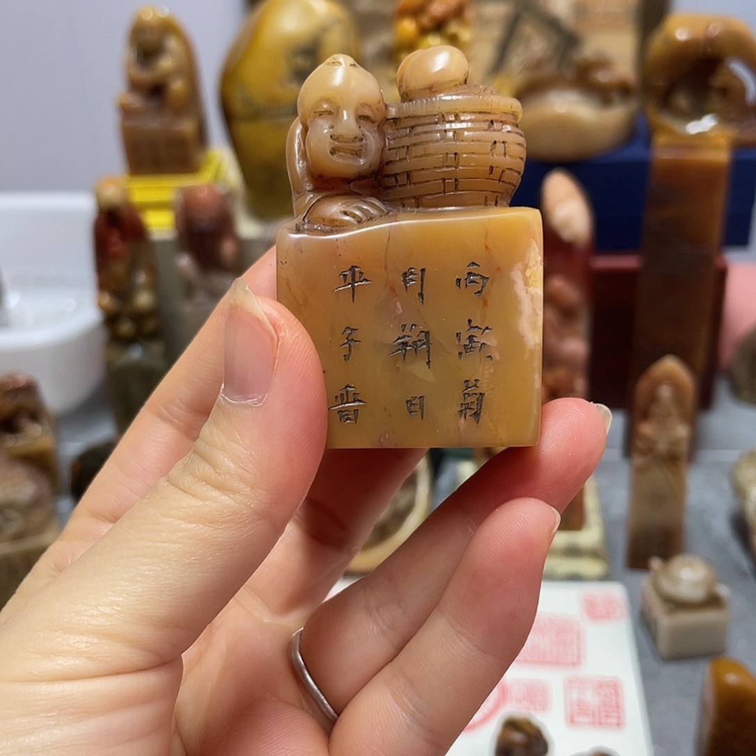 画***开寿山石印石雅刻直播链接放漏