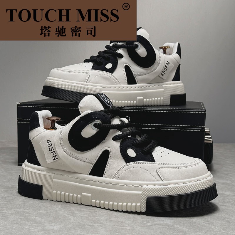 TOUCH MISS欧洲站厚底小白鞋男新款小众设计高级感男鞋子内增高休