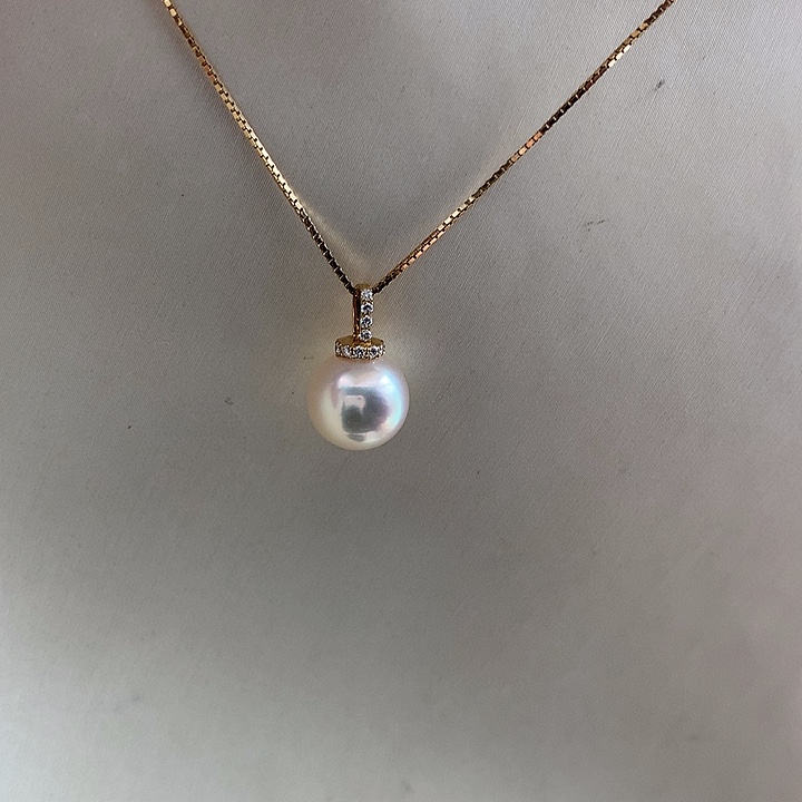 18K金镶嵌吊坠(赠链)海水珍珠8-8.5mm ak奶嘴