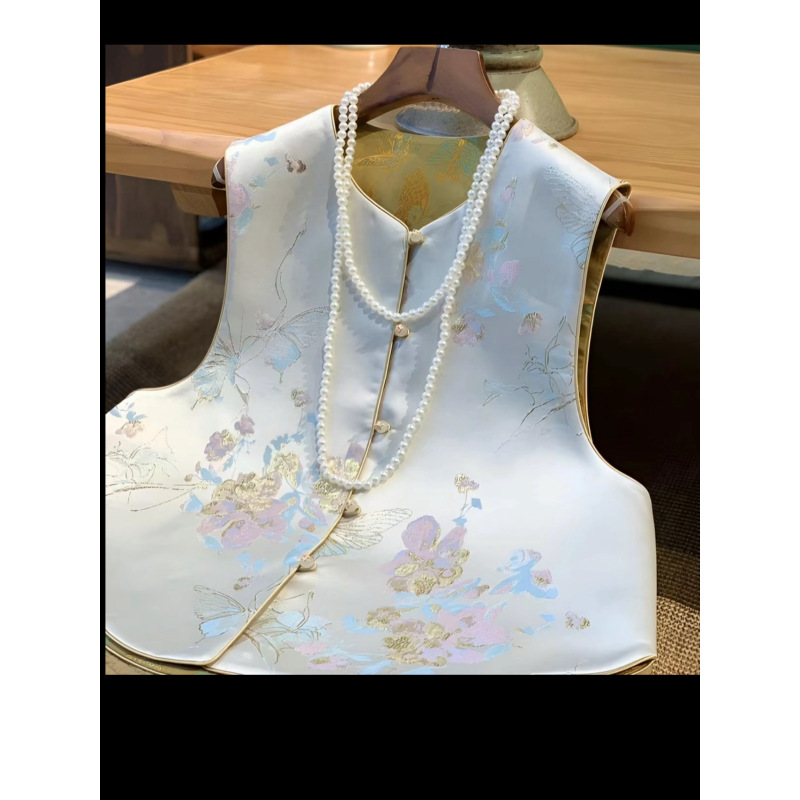 【闭月羞花】复古国风新中式提花马甲四季款新款