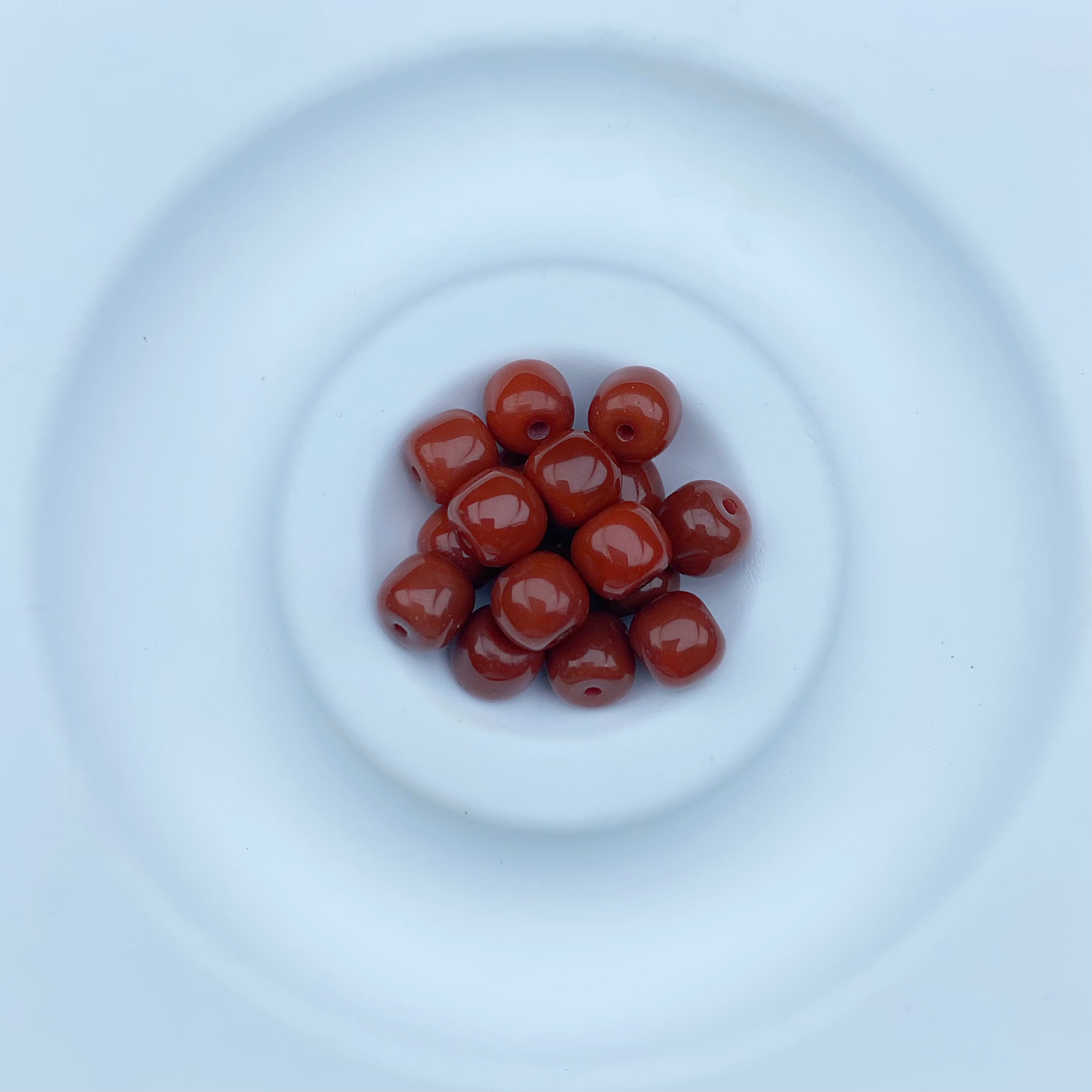 川料凉山柿子红7mm+老型单珠 玛瑙一颗（多样性发一颗）