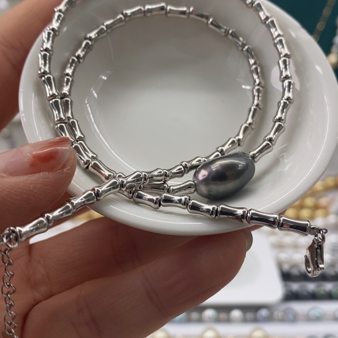 海水珍珠颈饰银S925镶嵌11-14mm