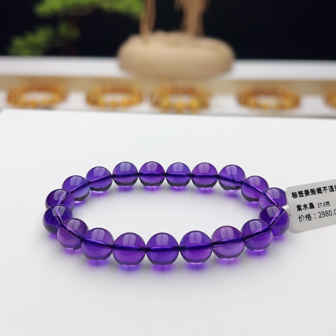 手链未镶嵌水晶收藏级乌拉圭紫水晶10mm27.6