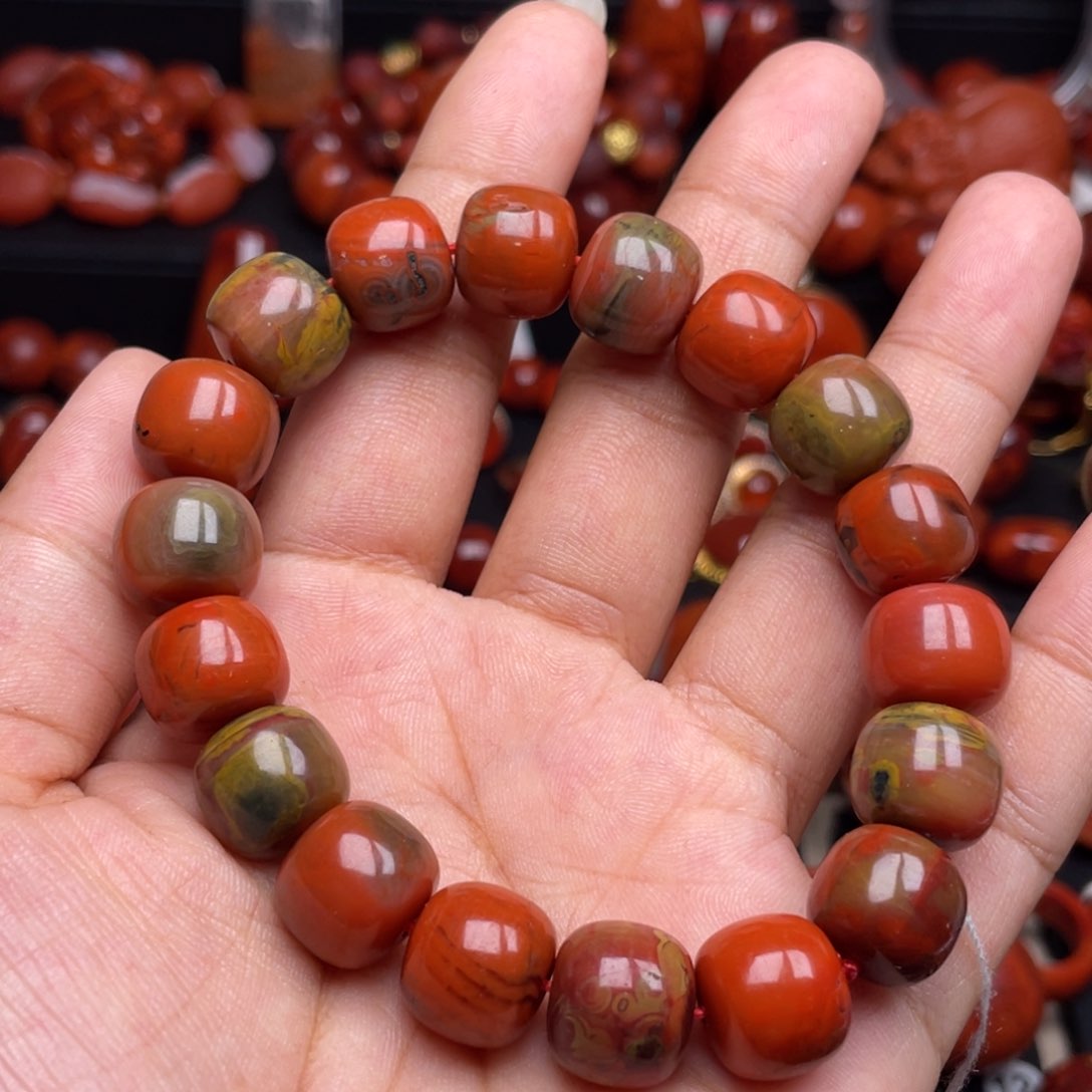 南红玛瑙未镶嵌珠宝奇石单圈12mm