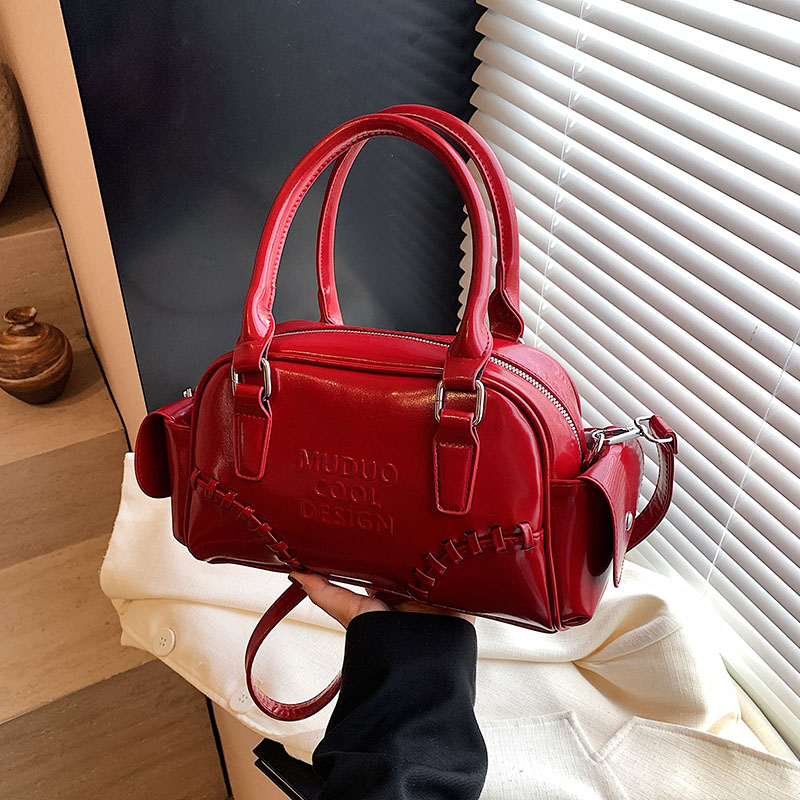 潮流波士顿手提休闲包包小众枕头包百搭简约时尚单肩斜挎包女