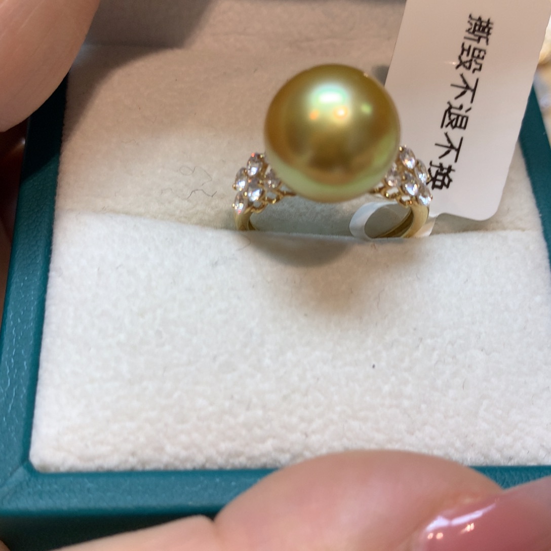 海水珍珠戒指18K金镶嵌