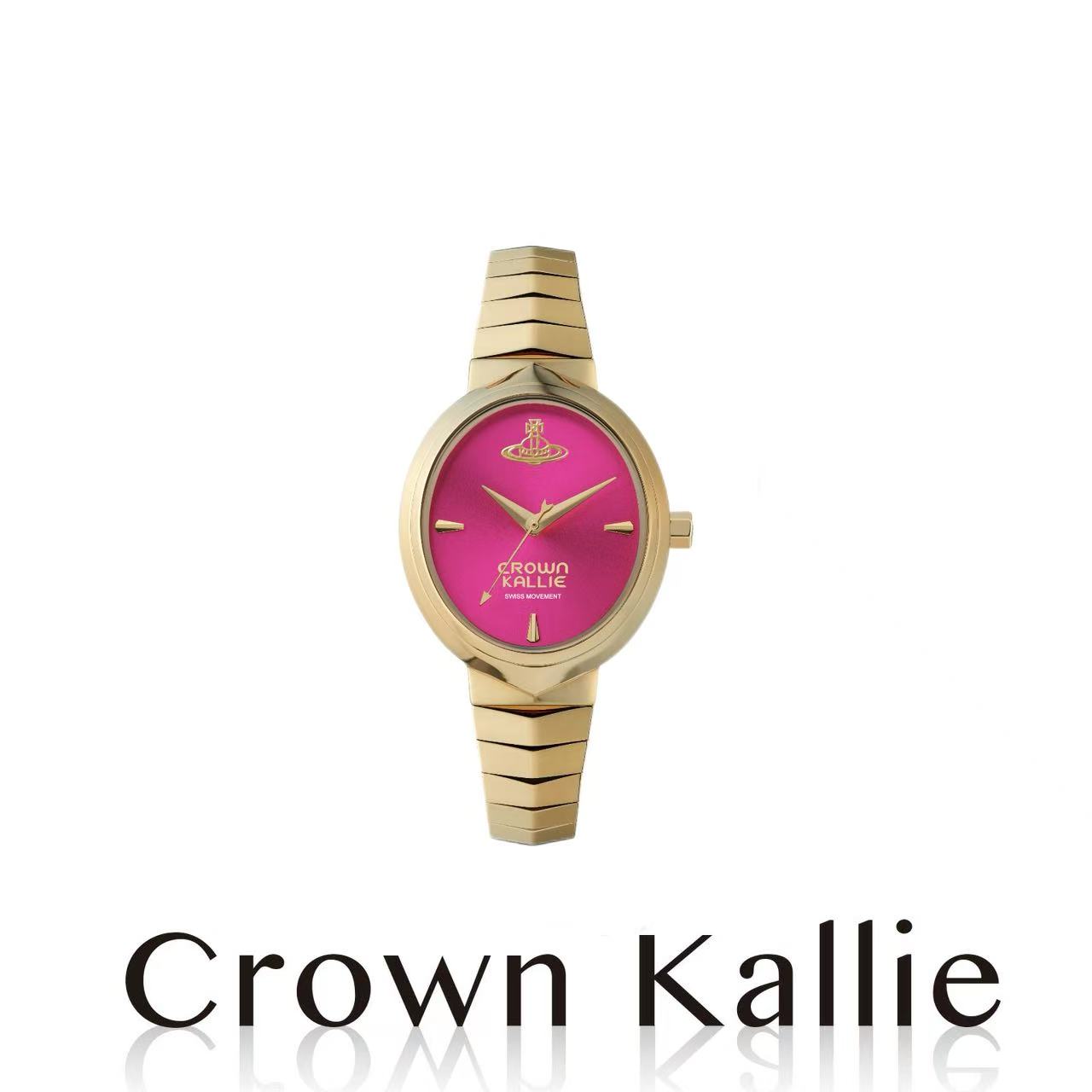Crown Kallie西太联名土星系列经典蛇骨链红盘女士时尚腕表ck8163
