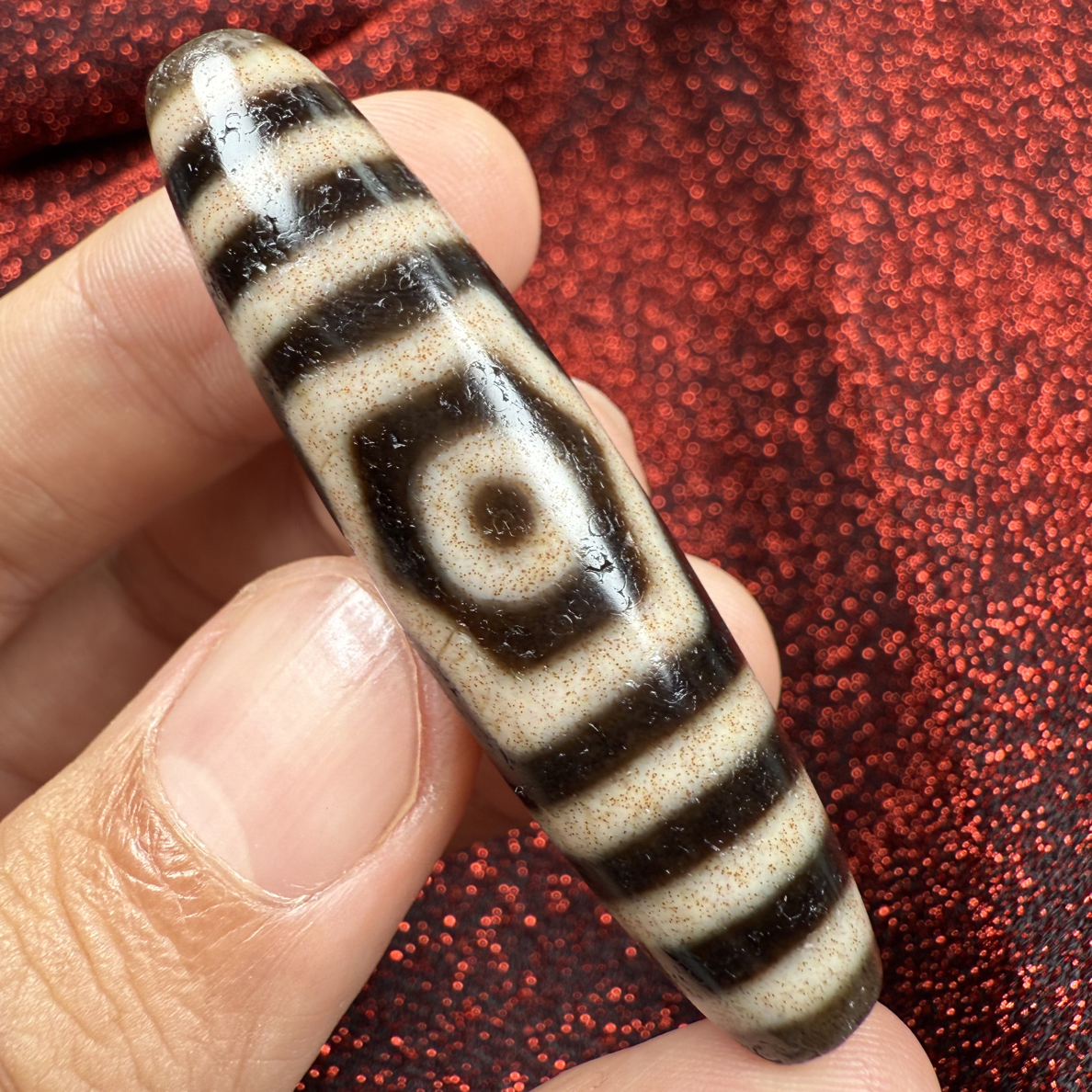 行运任晓攀顶料系列.宝盖三眼天珠.尺寸：尺寸：58.8✖️14.3✖️12.6mm