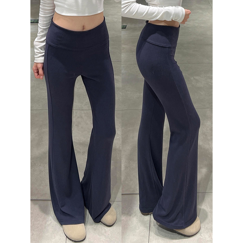 lulu同款微喇裤女秋冬加绒低腰外穿打底裤小个子运动瑜伽喇叭卫裤