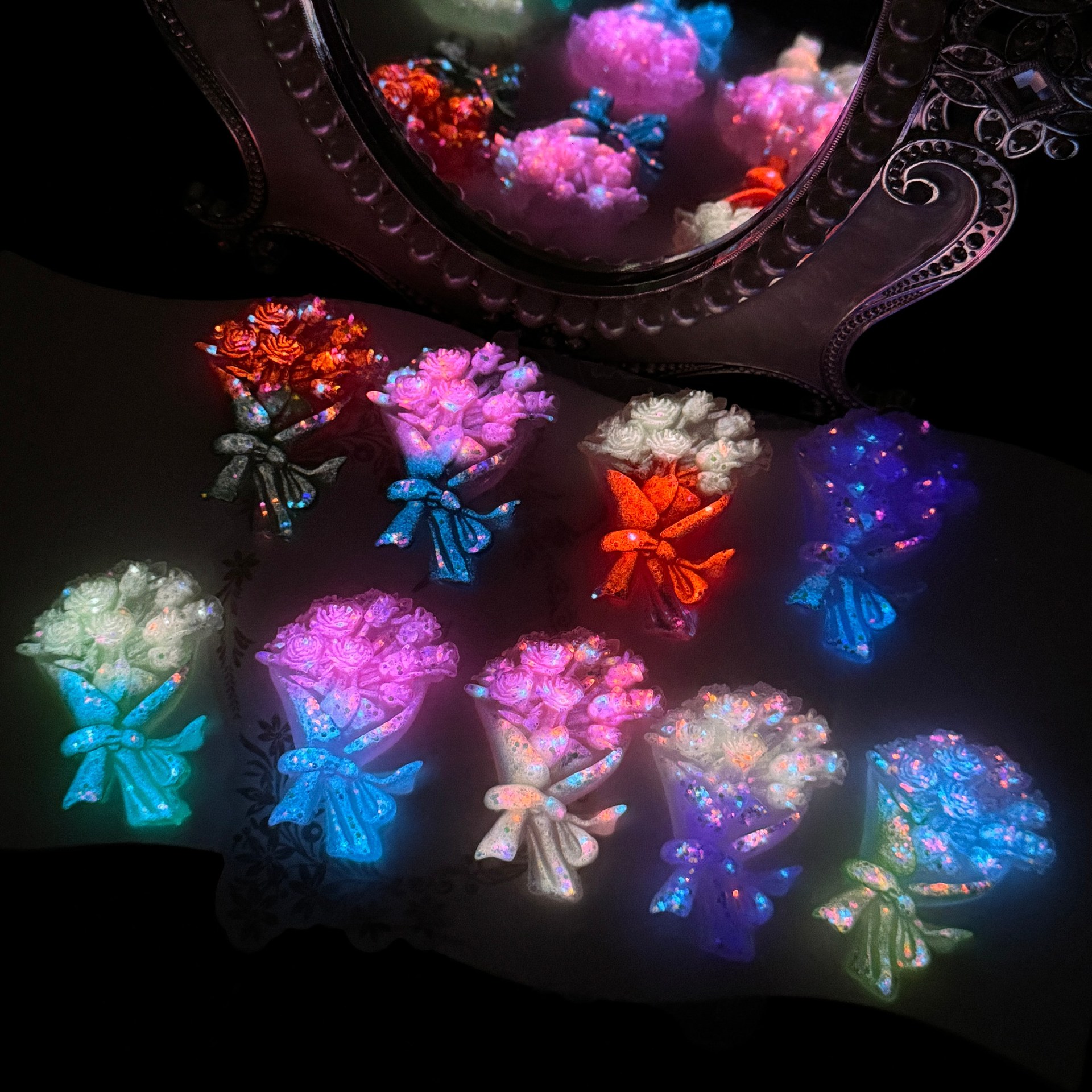 夜光不凋零玫瑰配饰配件贴贴冰箱贴DIY