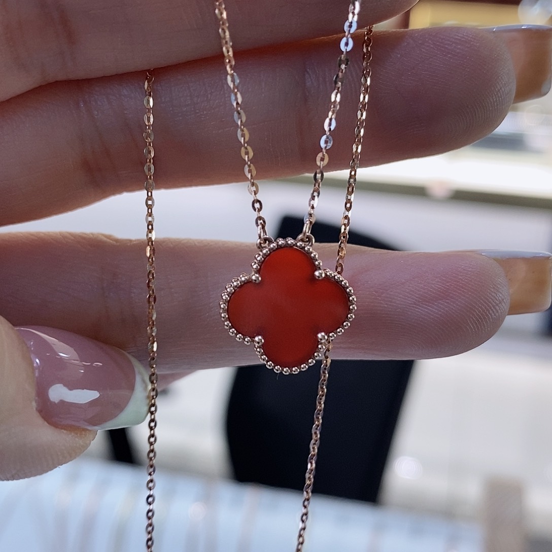 玛瑙/玉髓颈饰18K金镶嵌红13mmk枚