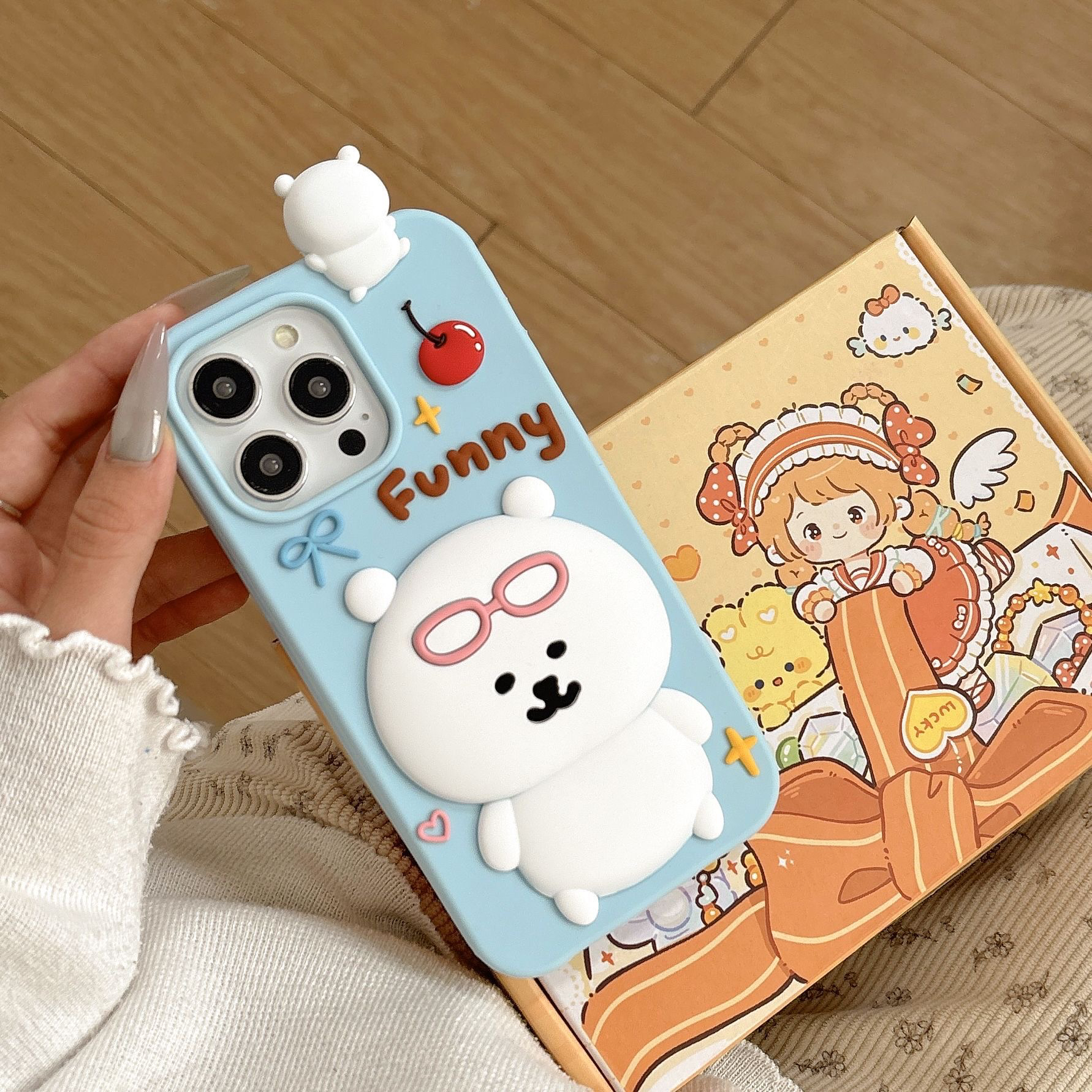 苹果｜趴趴自嘲熊卡通可爱适用iPhone16创意ins女款软硅胶手机壳